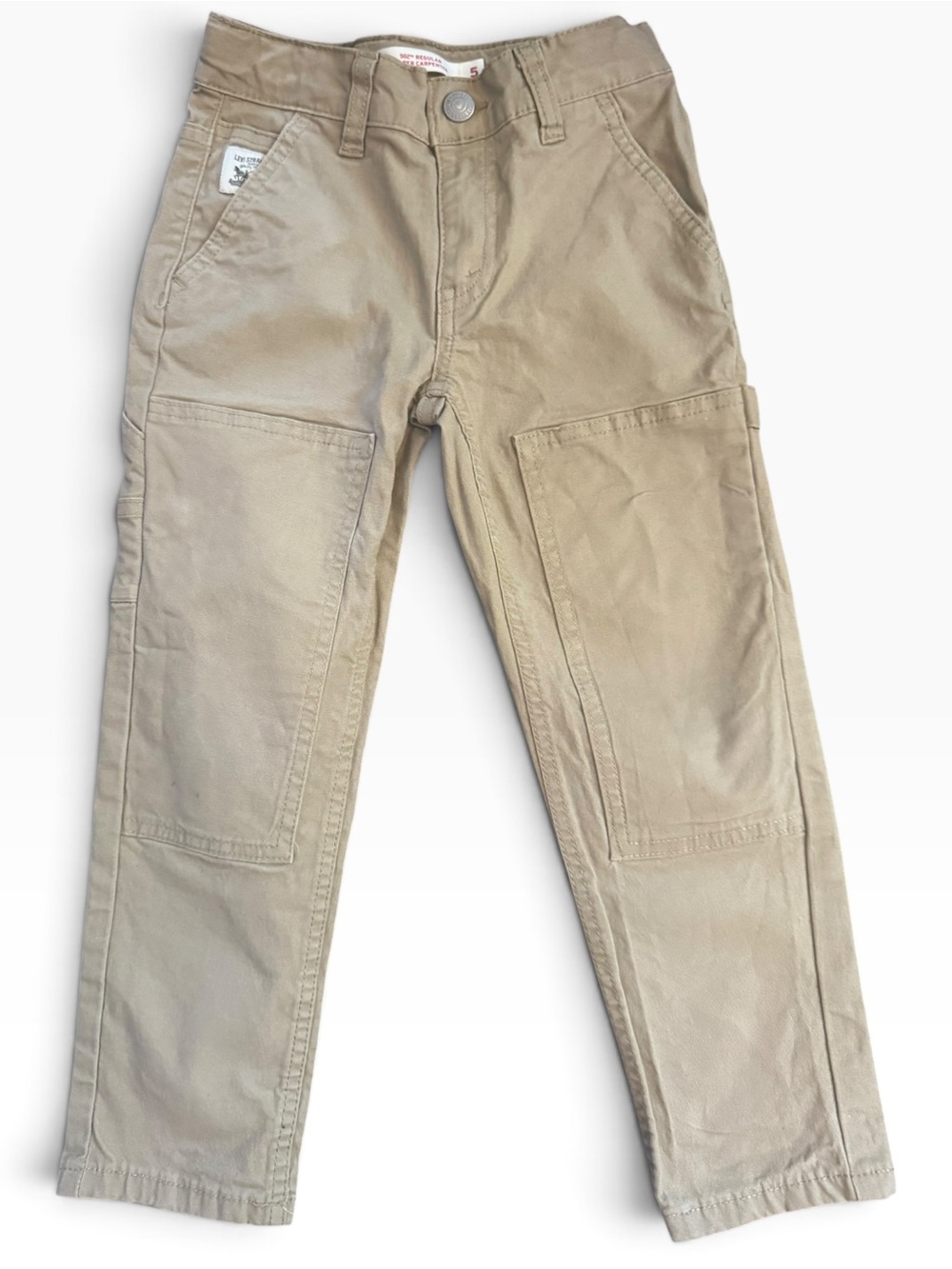 Levi’s 502 Regular Taper Carpenter Pants Boys Size 5 Khaki Tan Utility Workwear